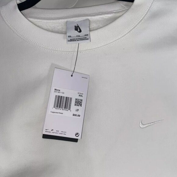 Nike Solo Swoosh Heavyweight Mens Fleece Crew DX1361-133 Sail/White - Picture 5 of 7